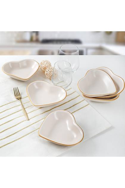 Mat Krem Gold Kalp erezlik 14 Cm 6 Adet