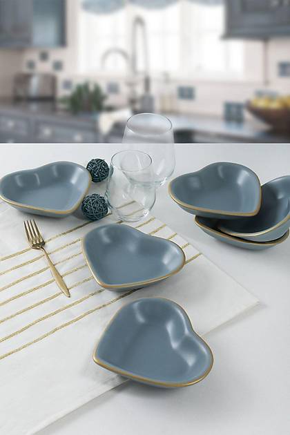 Mat Gri Gold Kalp erezlik 14 Cm 6 Adet - 624