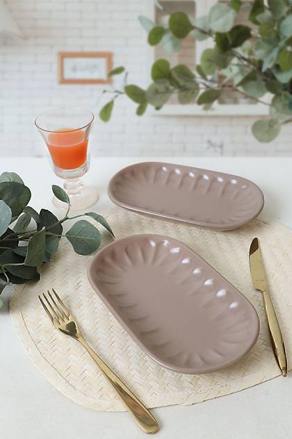 Mat Toprak Taupe Badem Kayk Tabak 25 Cm 2 Adet 977
