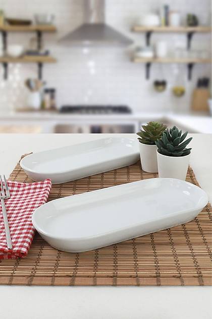 Beyaz Noyan Kayk Tabak 2 Adet 26 Cm