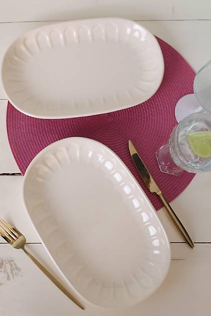 Krem Badem Kayk Tabak 29 Cm 2 Adet 030