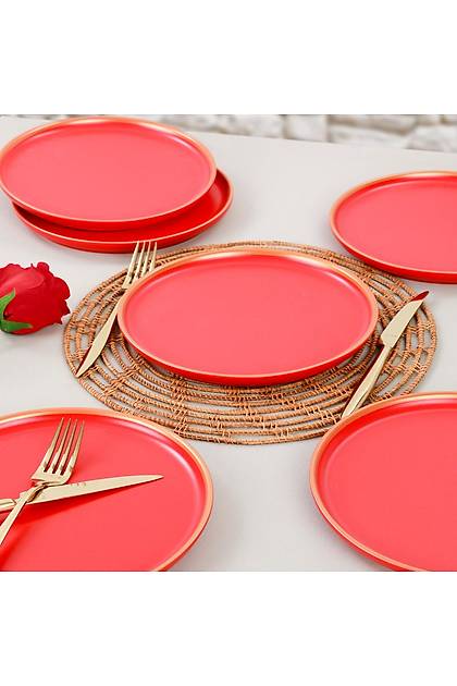 Nordic Gold Mat Krmz Pasta Taba 22 Cm 6 Adet
