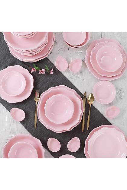 Romeo Ak Pembe Yemek/Kahvalt Takm 36 Para 6 Kiilik