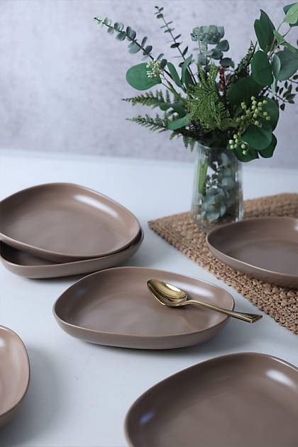 Mat Toprak Taupe Tetra Yemek Taba 23 Cm 6 Adet 977