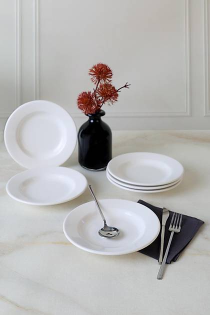 Beyaz Linda Yemek Taba�� 21 Cm 6 Adet 006