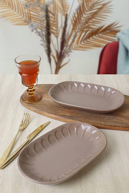 Mat Toprak Taupe Badem Kayk Tabak 25 Cm 2 Adet 977