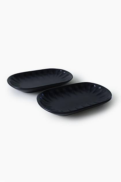 Mat Siyah Badem Kayk Tabak 22 Cm 2 Adet 956