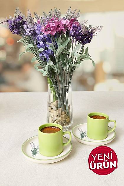 Keramika Elegant Blossoms Yeil Kahve Takm 4 Para 2 Kiilik 21788