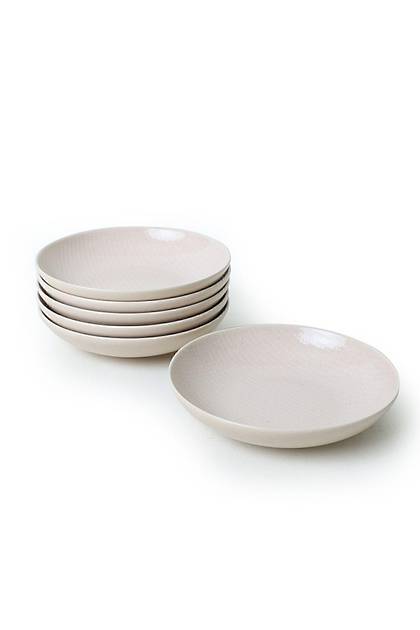 Kumlu Krem Rlyefli Yemek Taba 20 Cm 6 Adet Q32