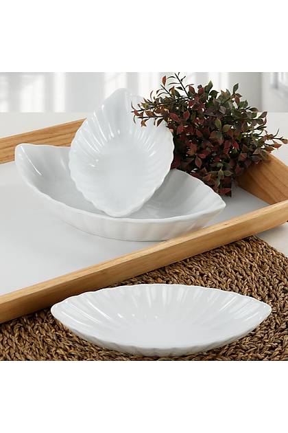 Beyaz Midye Kayk Tabak 20-25-30 Cm 3 Adet