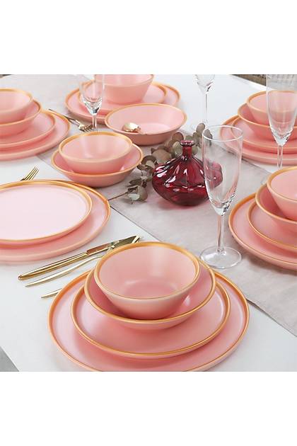 Wide Gold Mat Ak Pembe Yemek Takm 6 Kiilik 24 Para
