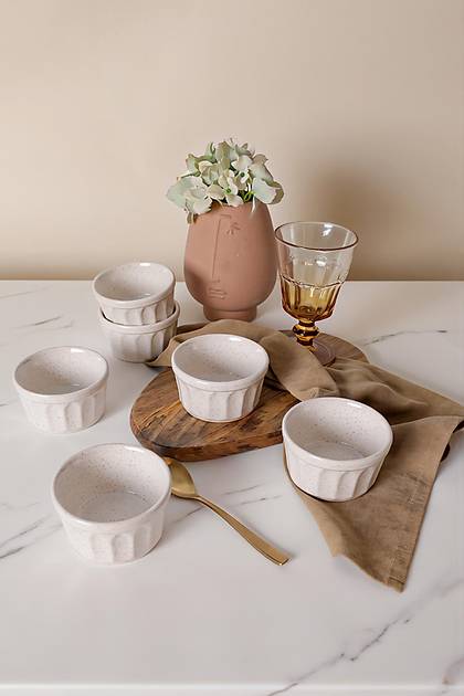 Reaktif Krem Badem Suffle Kasesi 9 Cm 6 Adet Q59