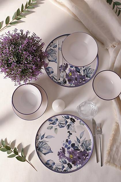 Purple Flower Yemek Tak�m� 6 Par�a 2 Ki�ilik 21329-30-31
