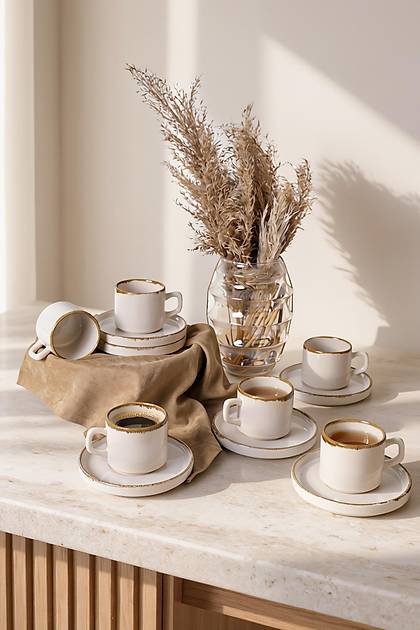 Straw Stackable �ay Tak�m� 12 Par�a 6 Ki�ilik