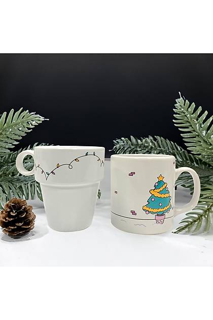 Keraart Christmas Sevimli Pink Door Kupa 2 Para