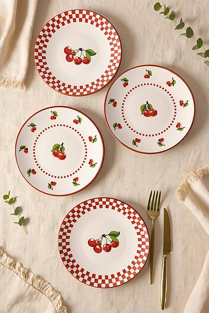 Plaid Cherry Pasta Taba�� 20 Cm 4 Adet 23766-74