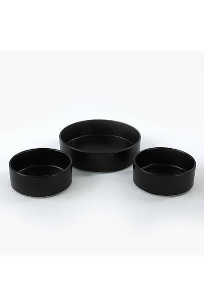 Mat Siyah Stackable Salata/erez Seti 3 Para