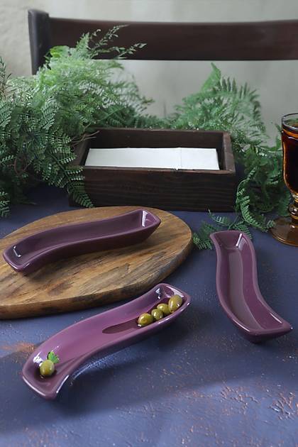 Mor vory Zeytinlik 3 Adet 18 Cm