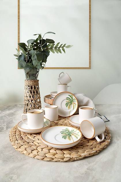 Bronze Palmiye Nordic Kahve Takm 12 Para 6 Kiilik 22902-03