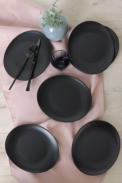 Mat Siyah Stella Pasta Taba 23 Cm 6 Adet 956