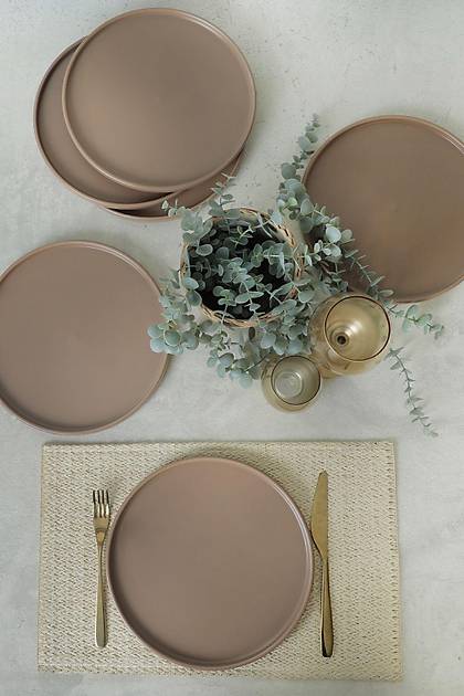 Mat Toprak Taupe Stackable Servis Taba 27 Cm 6 Adet 977
