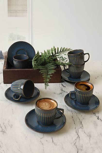 Shabby Kahve Takm 12 Para 6 Kiilik Q15