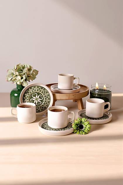 Timeless Green Stackable �ay Tak�m� 8 Par�a 4 Ki�ilik 21975