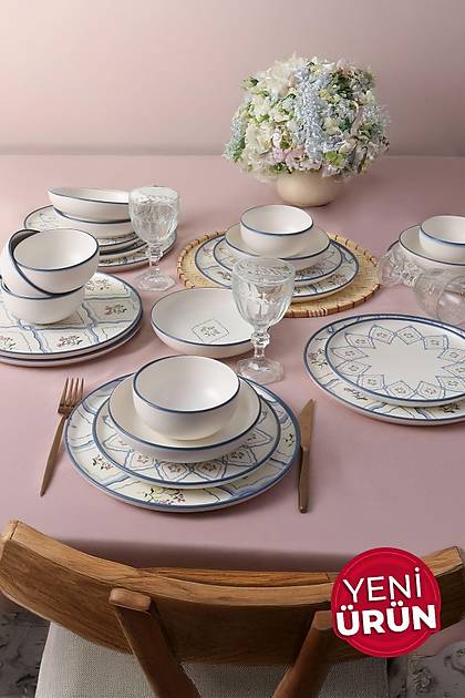 Floral Waves Yemek Takm 24 Para 6 Kiilik 22668-71