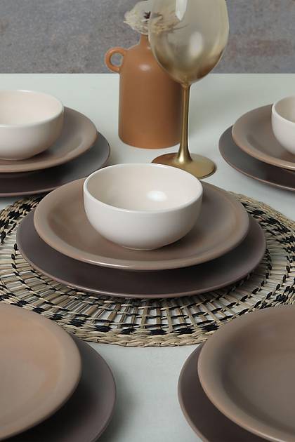 Brown Mix Yemek Takm 18 Para 6 Kiilik 950-958-977