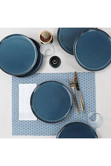Lacivert Granit Dokulu Nordic Pasta Taba 22 Cm 6 Adet