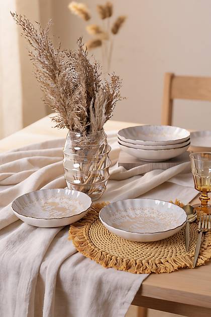 Vintage Cream Sirius Yemek Taba�� 20 Cm 6 Adet 22146