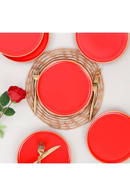 Nordic Gold Mat Krmz Pasta Taba 22 Cm 6 Adet