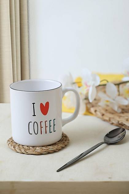 Keraart I Love Coffee Silindir Kupa 10 Cm