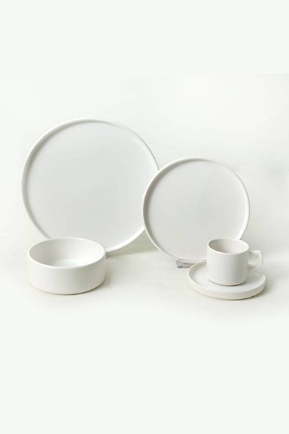 Mat Beyaz Stackable Yemek/Kahvalt Takm 20 Para 4 Kiilik
