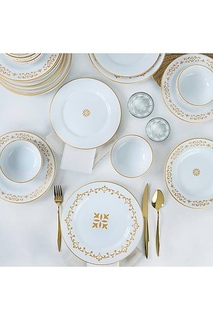Riva Beyaz Gold Yemek Takm 24 Para 6 Kiilik