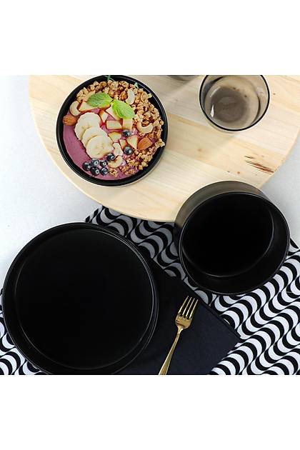 Mat Siyah Stackable Salata/erez Seti 3 Para