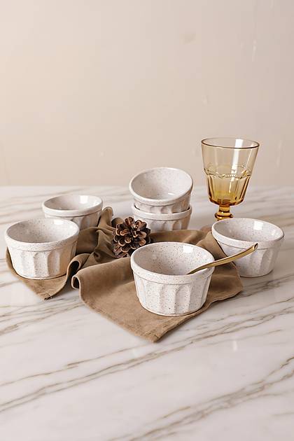 Reaktif Krem Badem Suffle Kasesi 9 Cm 6 Adet Q59