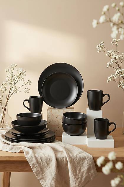 Alfa Mat Siyah Yemek Tak�m� 30 Par�a 6 Ki�ilik