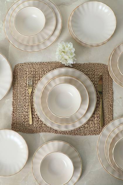 Keraart Mat Krem Gold File Sirius Yemek Takm 24 Para 6 Kiilik 21374