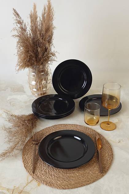 Siyah Assos Pasta Taba�� 22 Cm 6 Adet 650