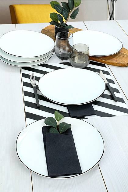 Oval Black Line Servis Taba 6 Adet 27 Cm