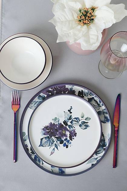 Purple Flower Yemek Takm 24 Para 6 Kiilik