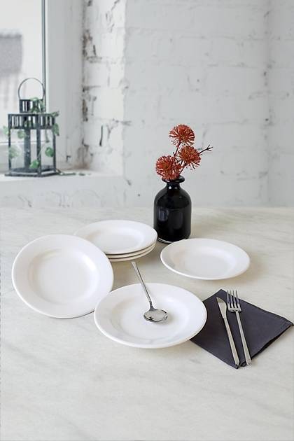 Beyaz Linda Yemek Taba�� 21 Cm 6 Adet 006
