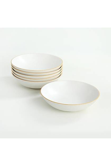 Beyaz Mat Gold Alfa Yemek Taba 21 Cm 6 Adet