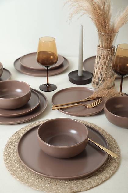 Nordic Mat Ak Taupe Yemek Takm 18 Para 6 Kiilik 958