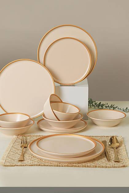 Mat Krem Gold Fileli Yemek Takm 24 Para 6 Kiilik