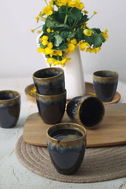 Shizen Siyah Latte Kupa 8 Cm 6 Adet Q29