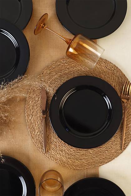 Siyah Assos Pasta Taba�� 22 Cm 6 Adet 650