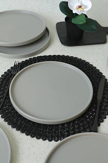 Mat Gri Stackable Servis Taba 27 Cm 6 Adet 995