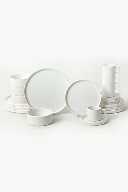 Mat Beyaz Stackable Yemek/Kahvalt Takm 20 Para 4 Kiilik